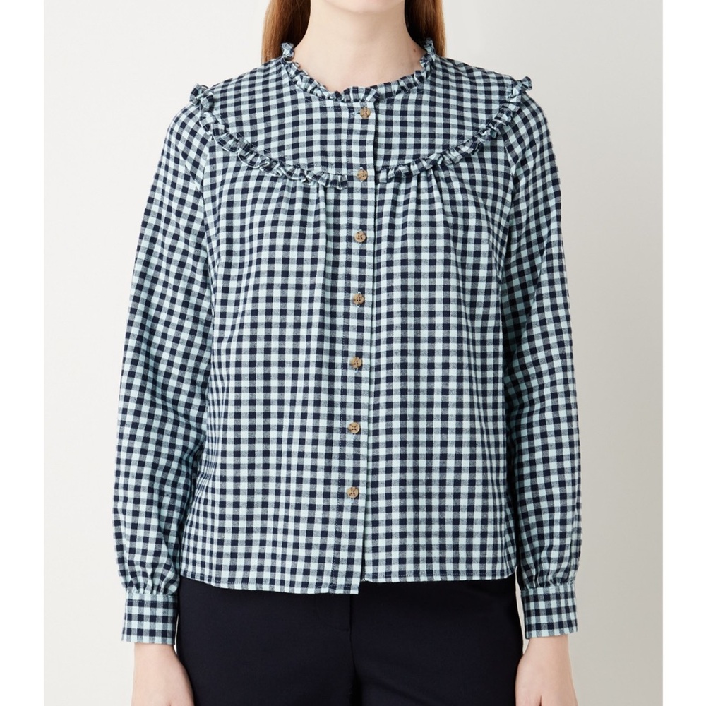 Whistles Gingham Frill Detail Top
